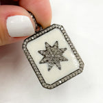 Load image into Gallery viewer, DP509A. Diamond Sterling Silver Rectangle Star Enamel Pendant
