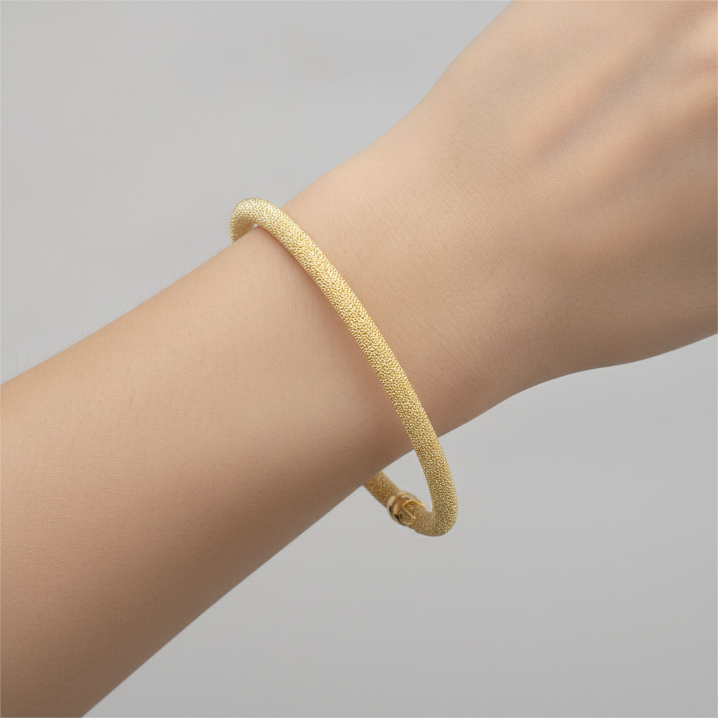 Bangle9. 14K Solid Gold Textured Bangle