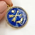 Load image into Gallery viewer, DP557A. Diamond Sterling Silver Round Enamel Pendant
