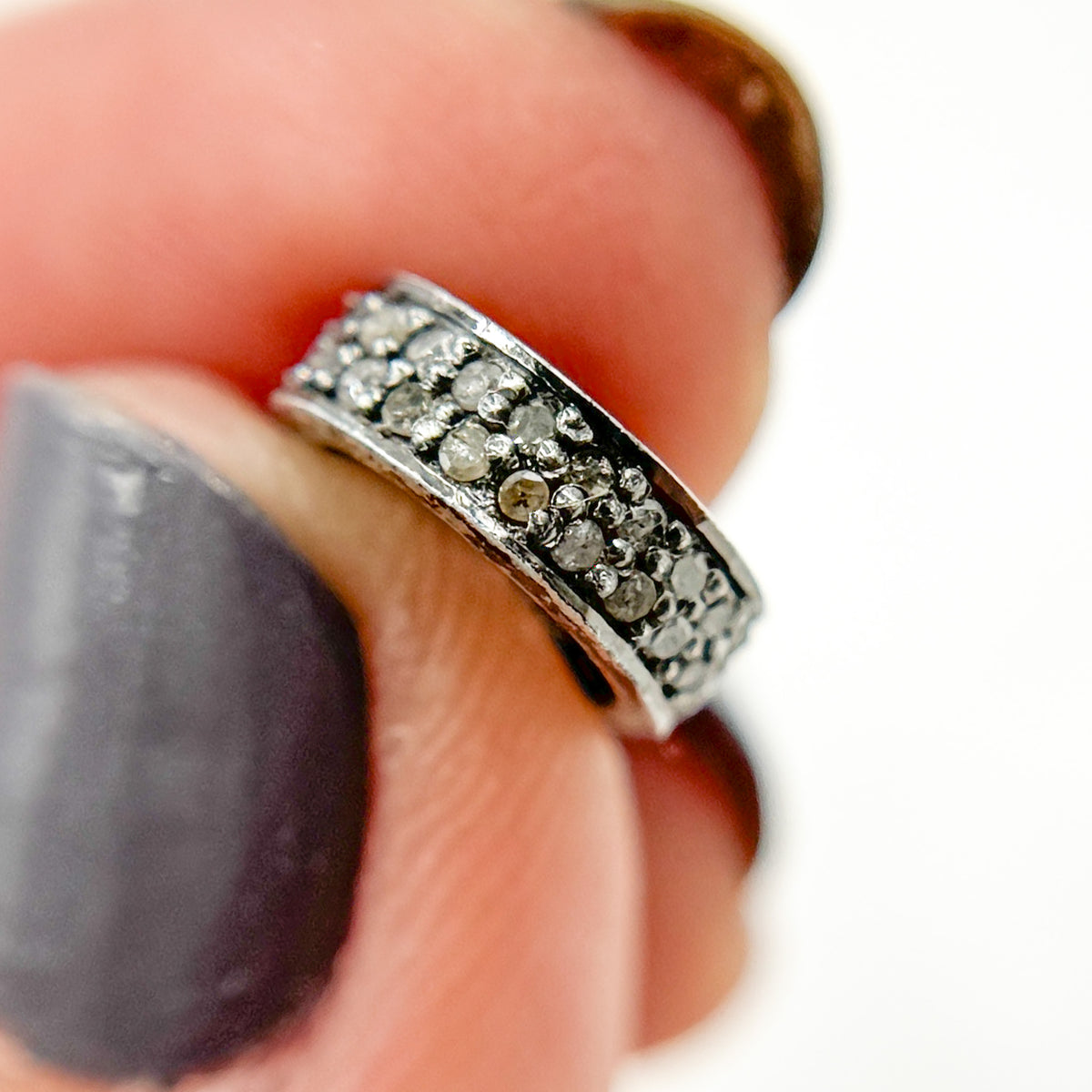 DC807. Diamond & Sterling Silver Spacer Bead