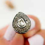 Load image into Gallery viewer, DE041. Pave Diamond and Dark Polka Diamond Silver Drop Studs
