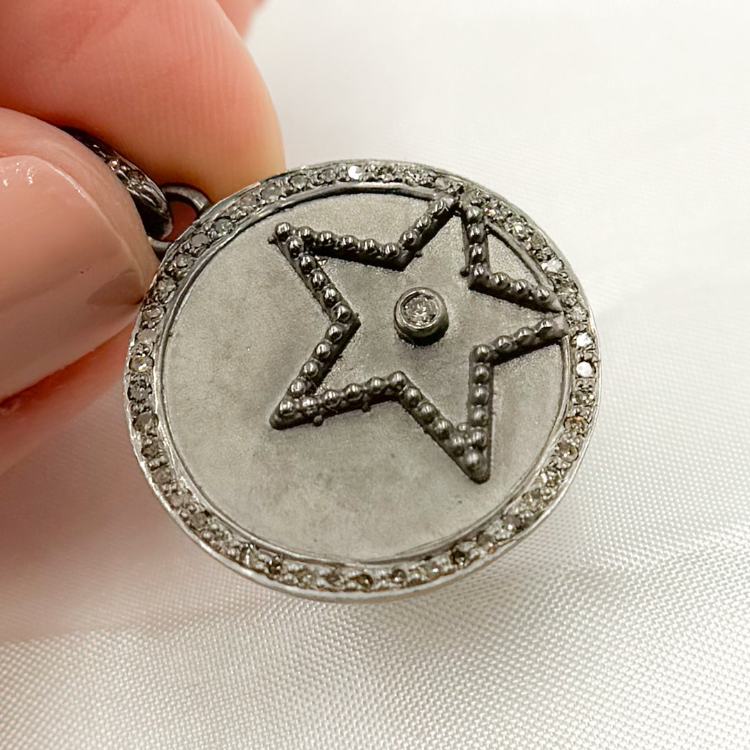 Silver Rounded Star Buy Diamond Sterling Silver Round Star Pendant