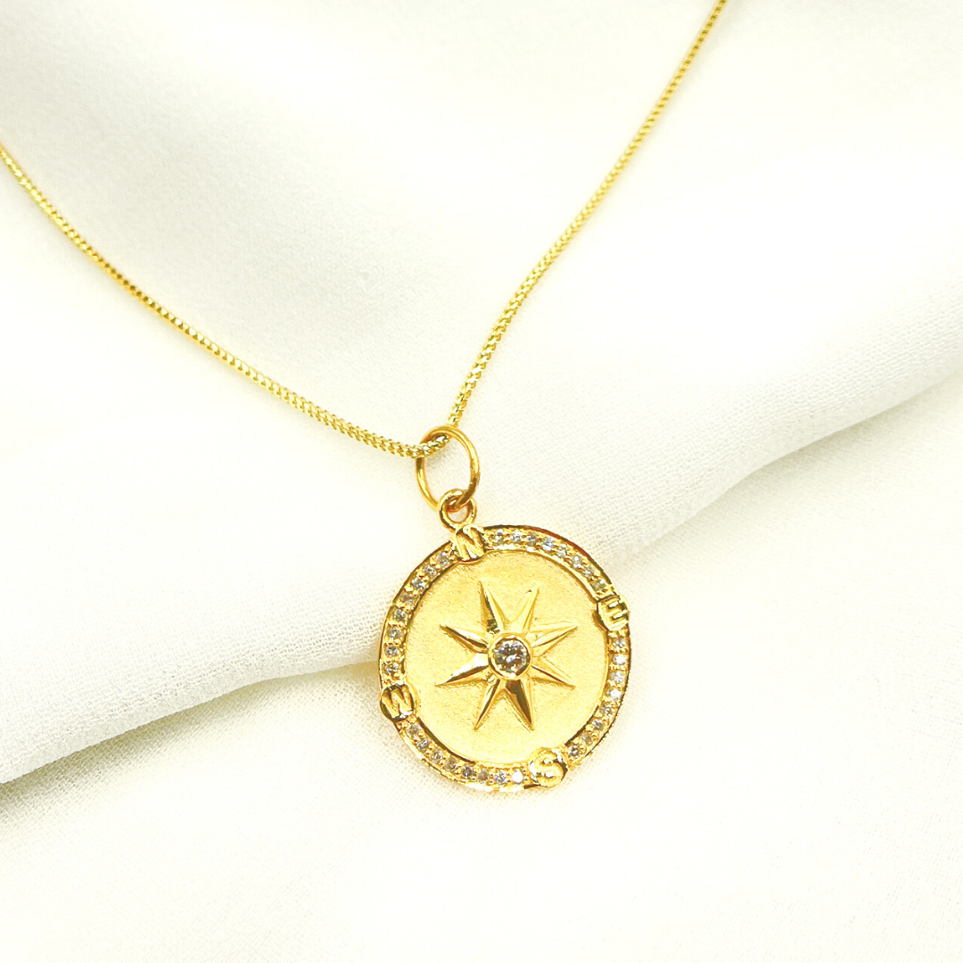 14K Solid Gold Circle Pendant with Diamonds. GDP218