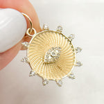 Load image into Gallery viewer, GDP365. 14K Solid Gold Diamond Round Eye Charm
