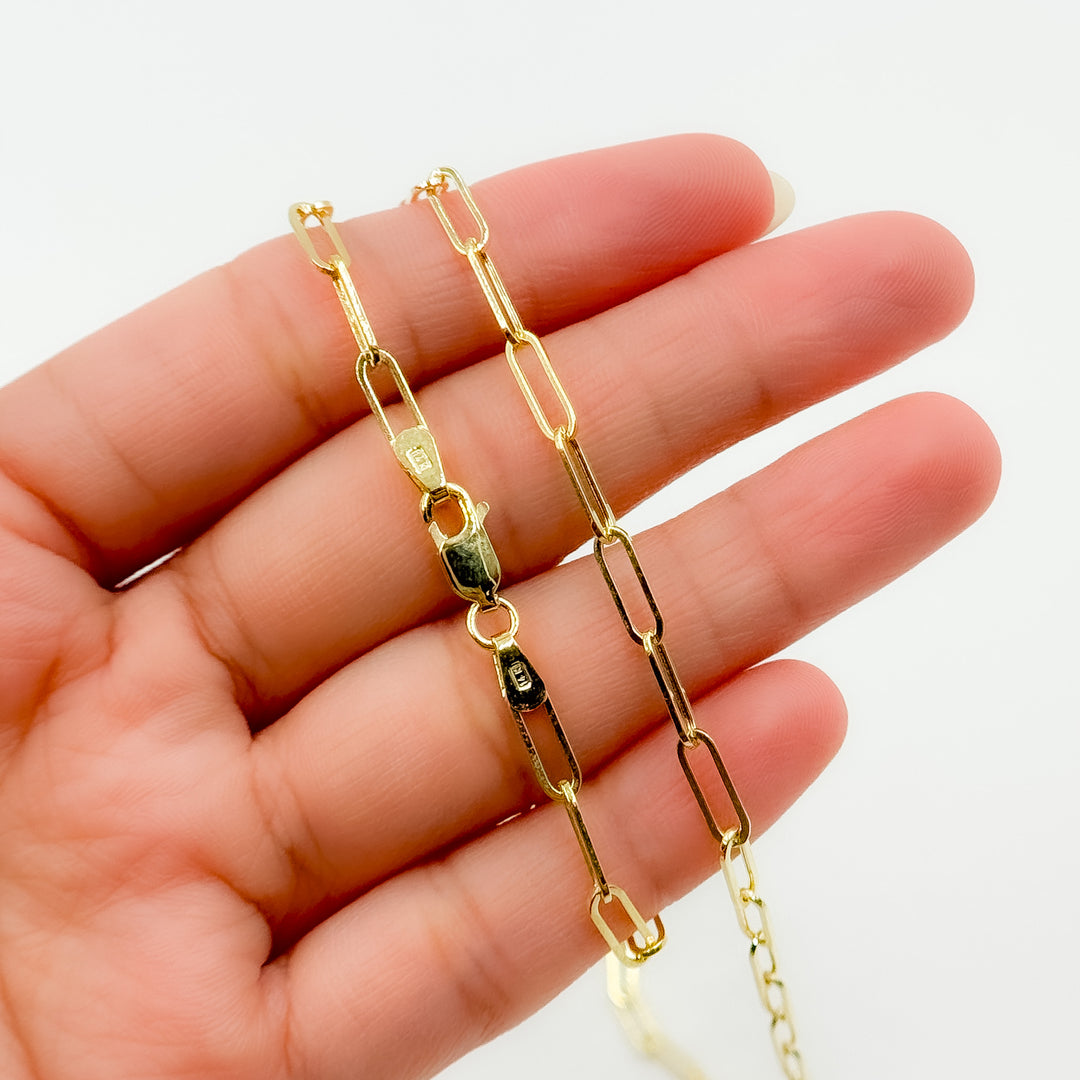 070HVR0124000. 14K Yellow Gold Flat Paperclip Chain
