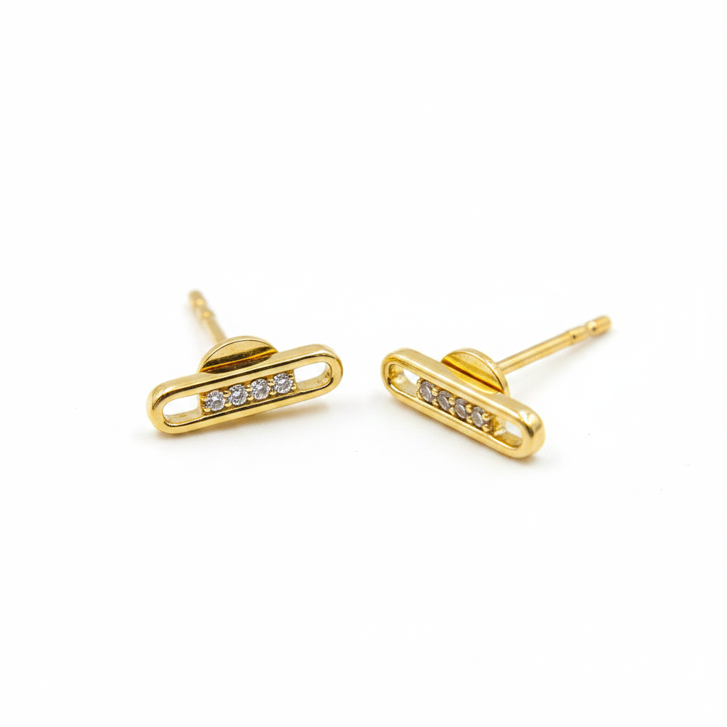EFA54272. 14K Solid Yellow Gold Diamond Stud Earring