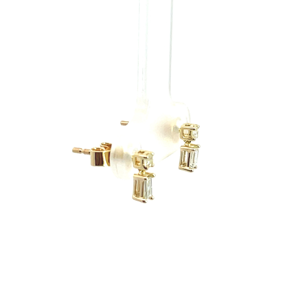 Gold Diamond Dangle Rectangle Studs.