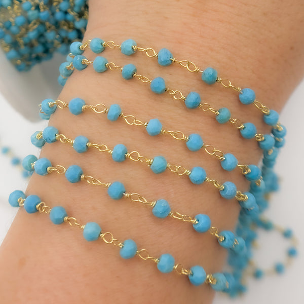 Gold Plated Sterling Silver Turquoise Wire Chain