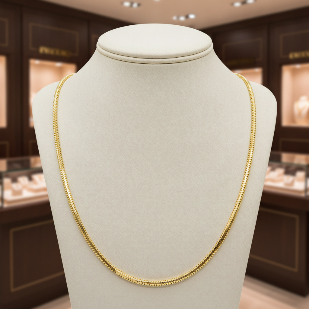 240CCTD. 14k Solid Yellow Gold Snake Necklace