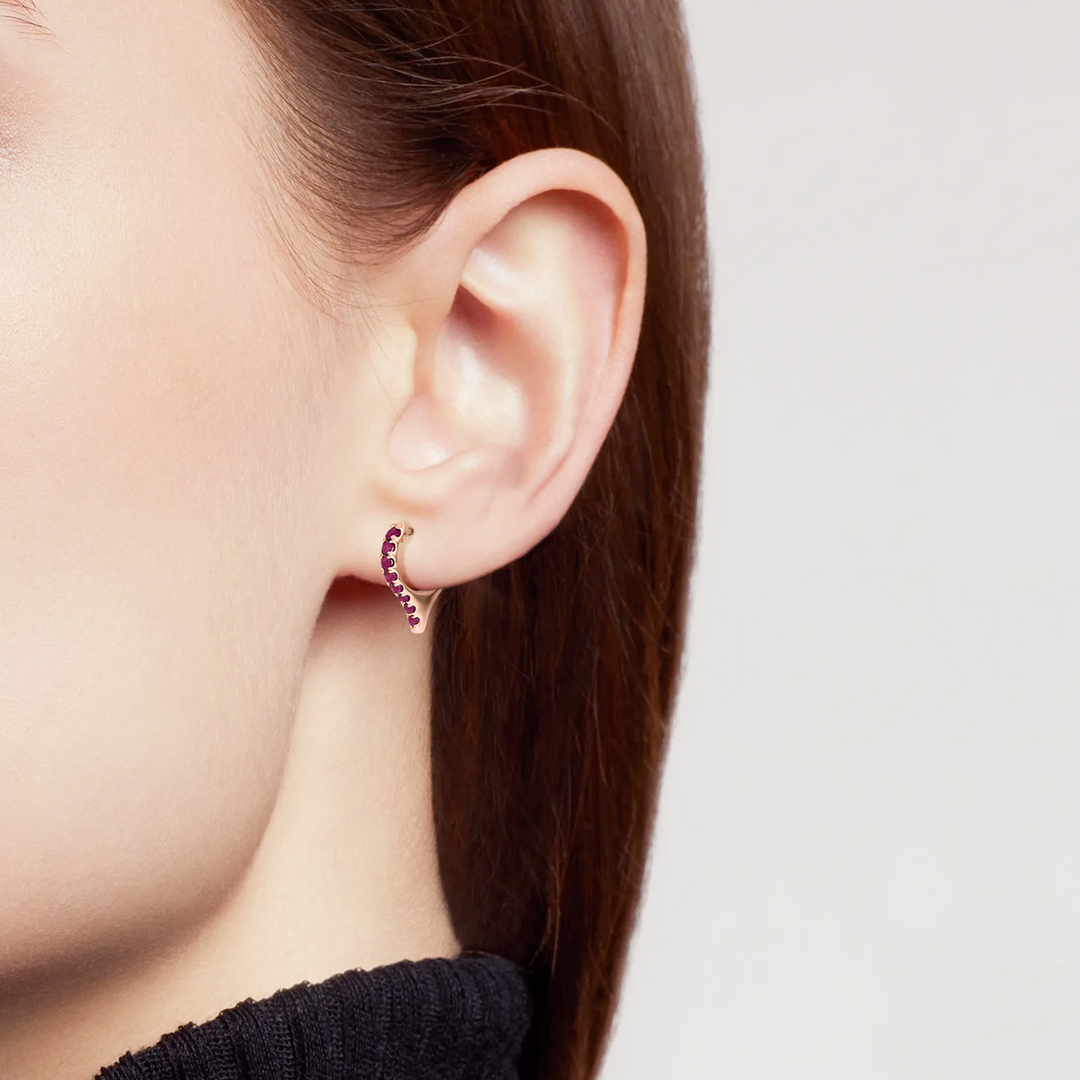 EHZ57340. 14K Solid Gold Diamond Fancy Hoops