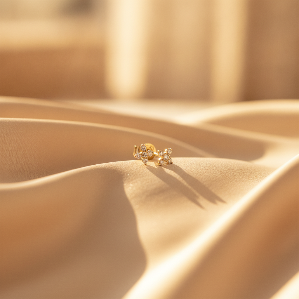 ER413630Y. 14k Solid Gold Diamond Flower Stud Earrings