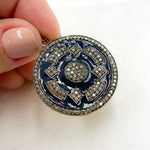 Load image into Gallery viewer, DP440A. Diamond Sterling Silver Round Enamel Pendant
