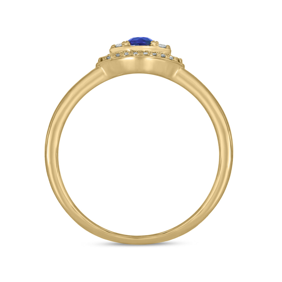RFB17775BS. 14k Solid Gold Diamond and Blue Sapphire Eye Ring