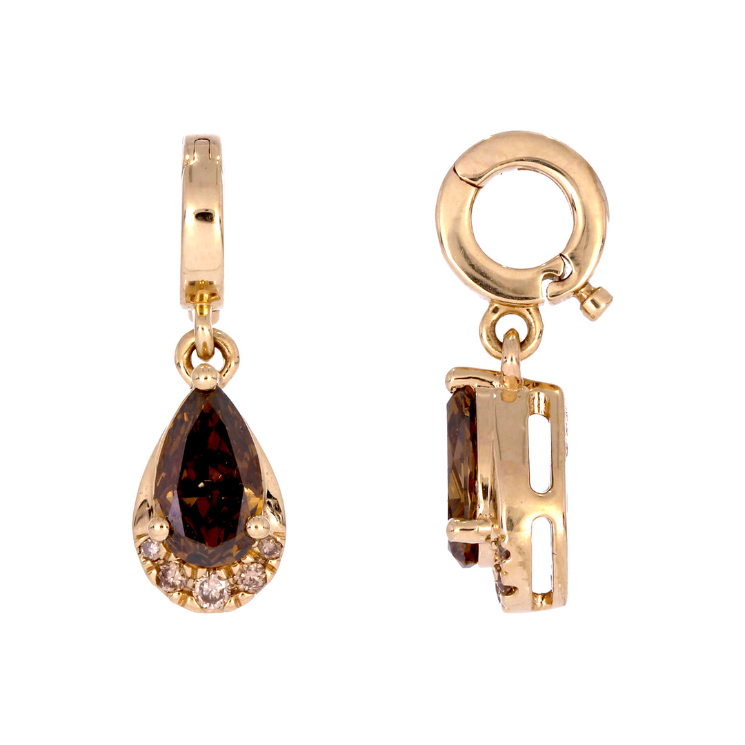 CMG00343C. 14K Solid Gold Brown Diamond Drop Charm