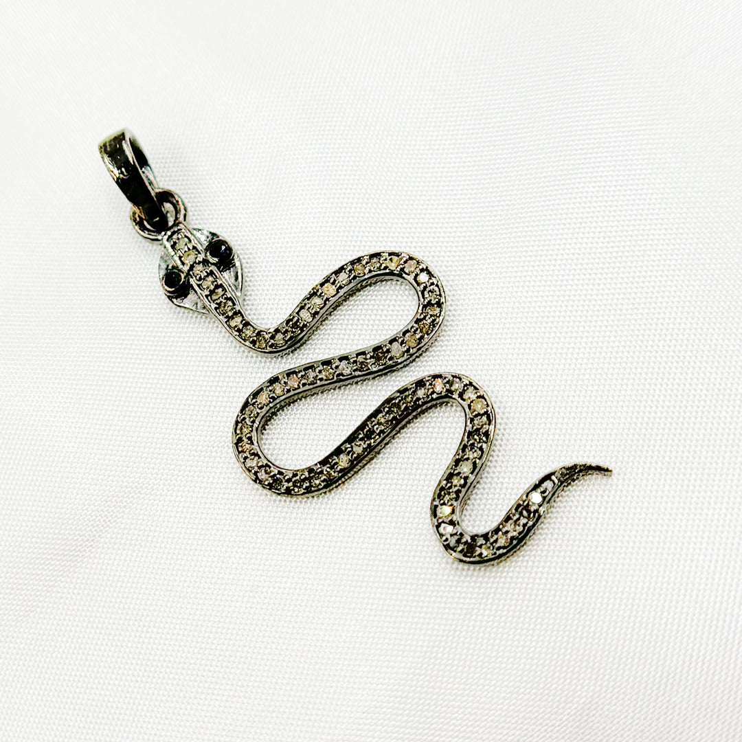 DP479. Diamond Sterling Silver Snake Pendant with Gemstone