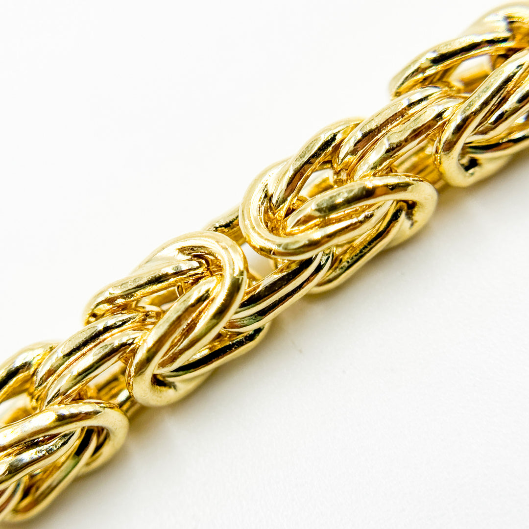 TRE003. 14K Solid Gold Hollow Byzantine Necklace