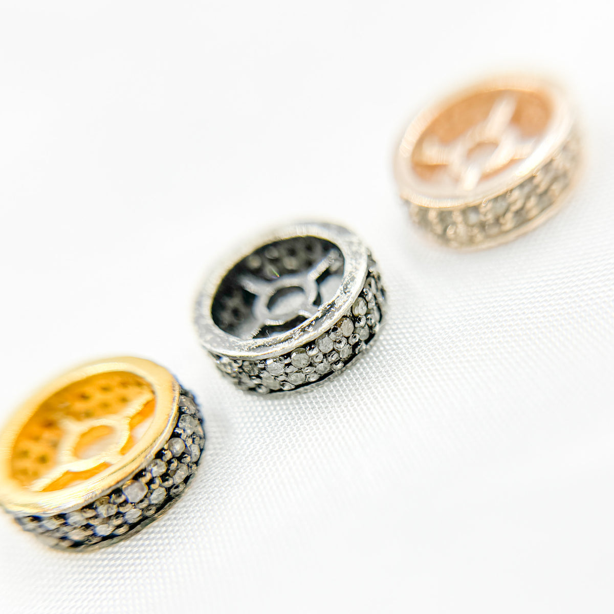 Diamond & Sterling Silver Spacer Bead