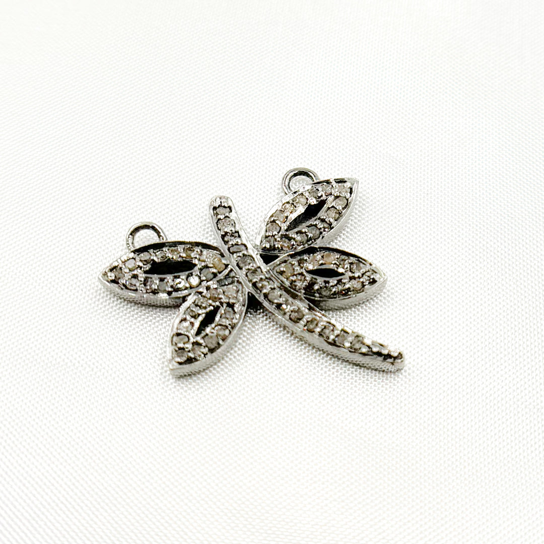 DC421. Diamond Sterling Silver Dragonfly Connector Charm