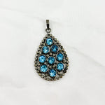 Load image into Gallery viewer, DSP03. Diamond Sterling Silver Tear Drop Shape Pendant with Gemstone
