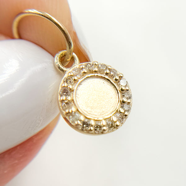 14K Solid Gold Diamond Circle Charm