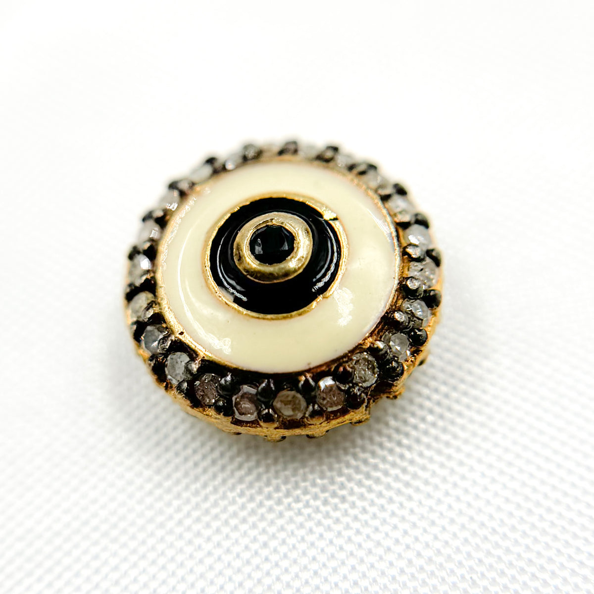 Silver Round Enamel Bead with Gemstone