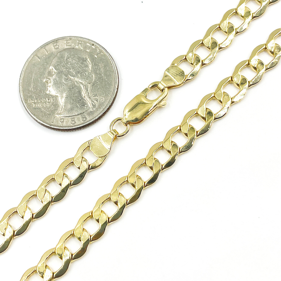 14K Solid Gold Flat Curb Necklace. 030GLB