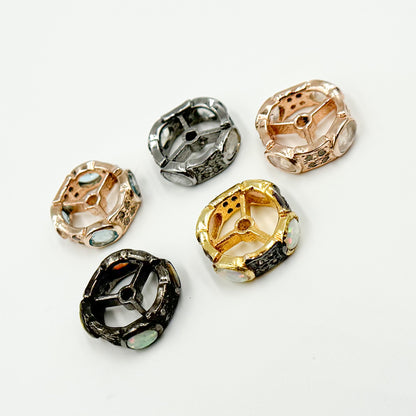 Diamond Sterling Silver Spacer Bead with Gemstone