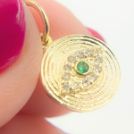 Load image into Gallery viewer, 14K Solid Gold Diamond Evil Eye Circle Charm. Available in (Blue Sapphire &amp; Emerald). GDP460
