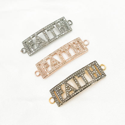DC593. Diamond & Sterling Silver Rectangle Faith Connector