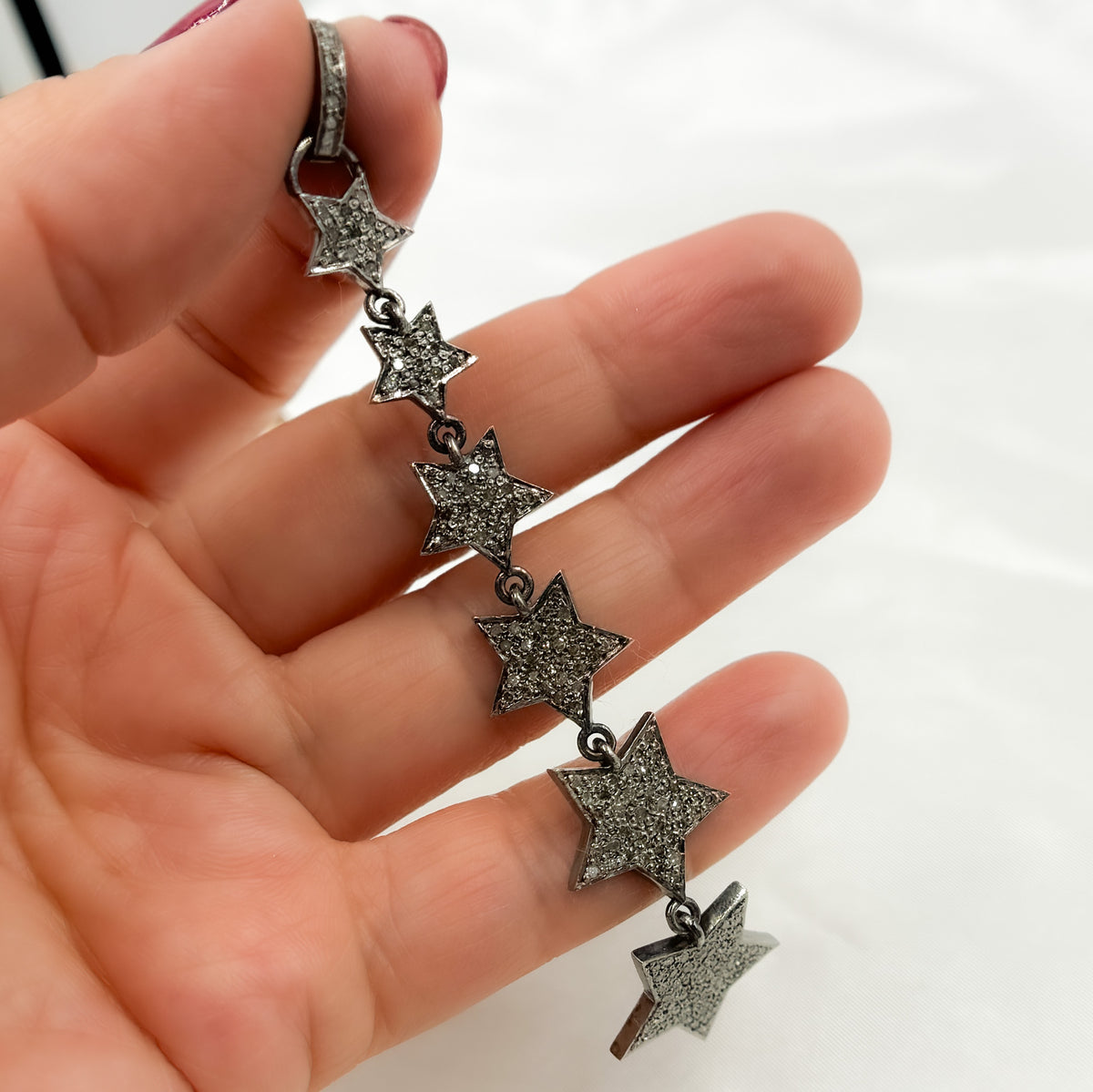 Silver 6 Stars Long Pendant