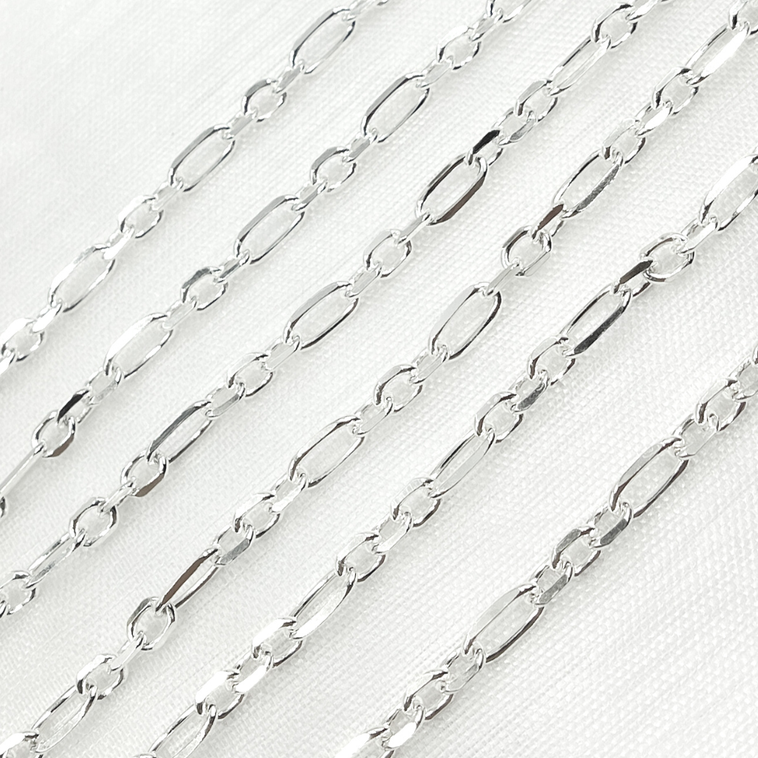 925 Sterling Silver Diamond Cut Paperclip Link Chain. Y40SS