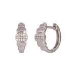 Load image into Gallery viewer, 14k Solid White Gold Diamond Fancy Hoop Earrings