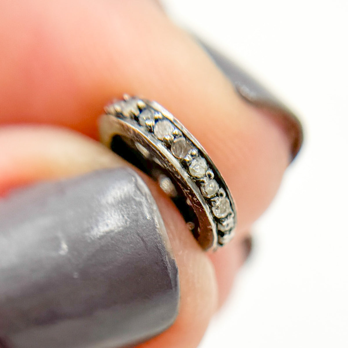DC806. Diamond & Sterling Silver Spacer Bead