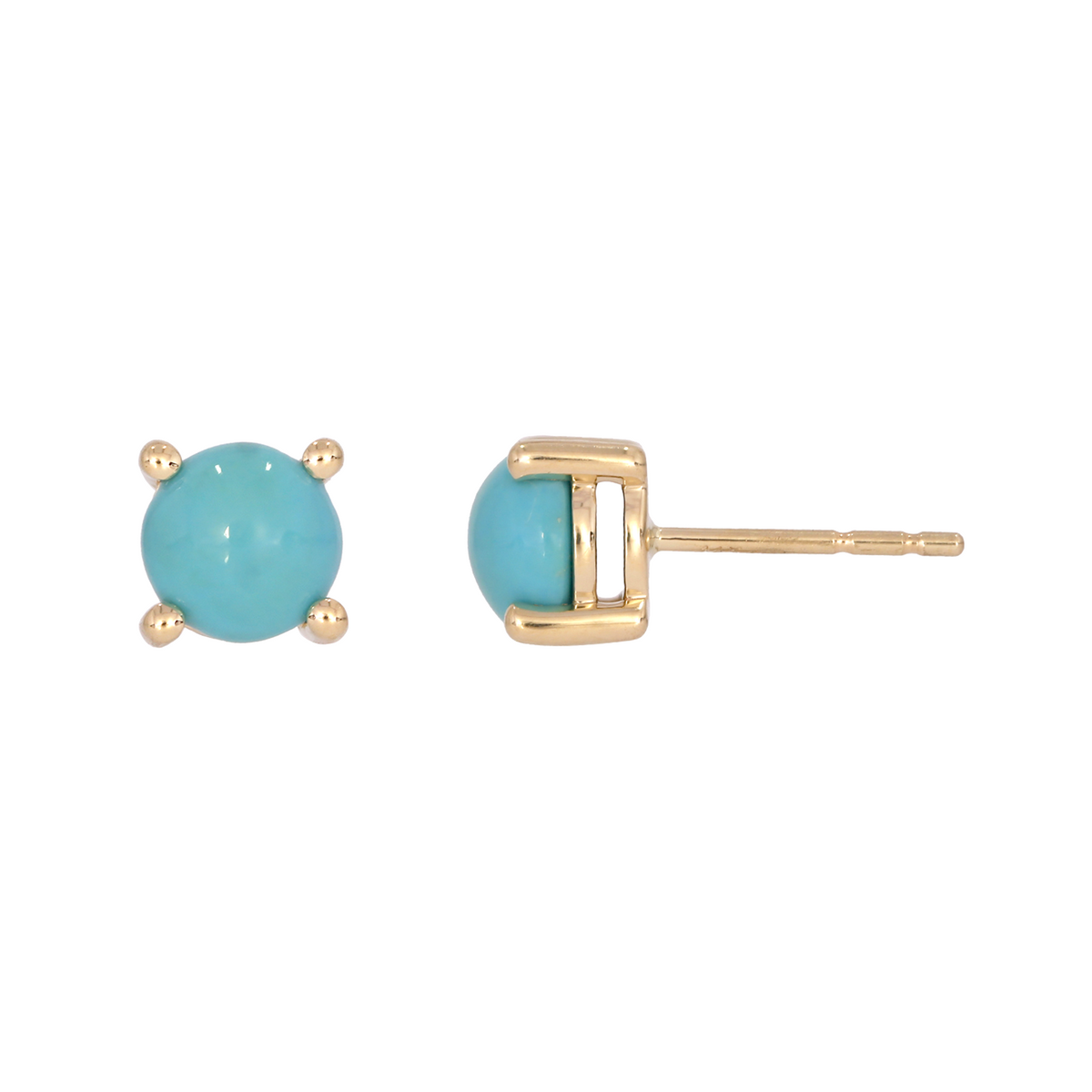 Gold Turquoise Round Stud Earring