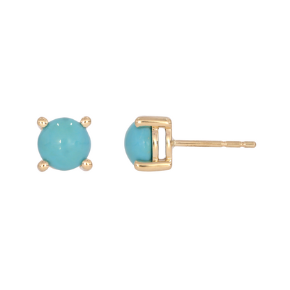 Gold Turquoise Round Stud Earring