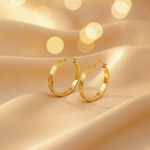 Load image into Gallery viewer, GER57. 14K Gold Hollow Flat Round Hoop Earrings with Texture