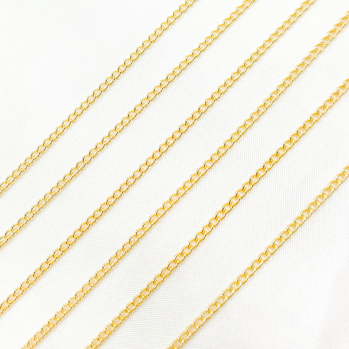 14K Solid Gold Smooth Curb Chain
