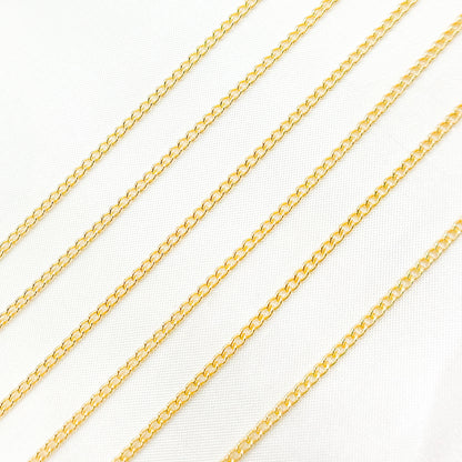 14K Solid Gold Smooth Curb Chain