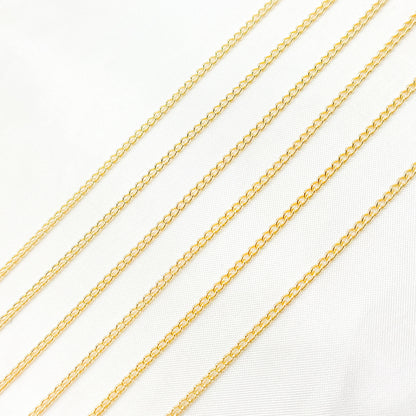 14K Solid Gold Smooth Curb Chain