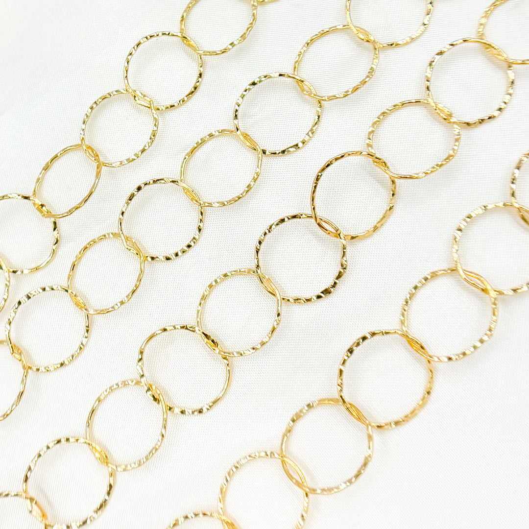 748KGF. 14K Gold Filled Hammered Round Link Chain