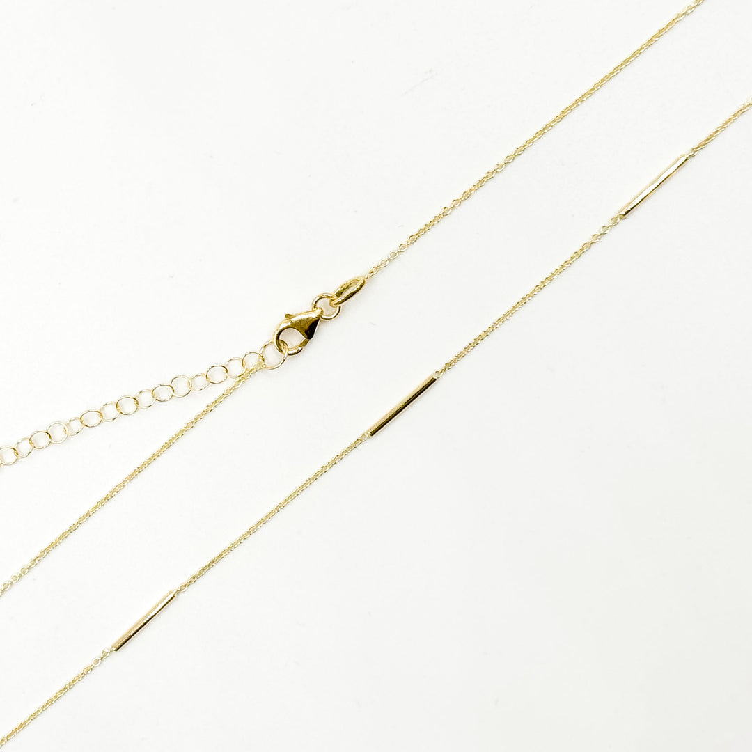 NKSET611. 14k Solid Yellow Gold Bars Link Necklace