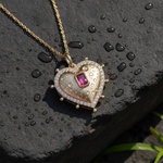 Load image into Gallery viewer, PHE38942RU. 14k Solid Gold Ruby and Diamond Heart Charm