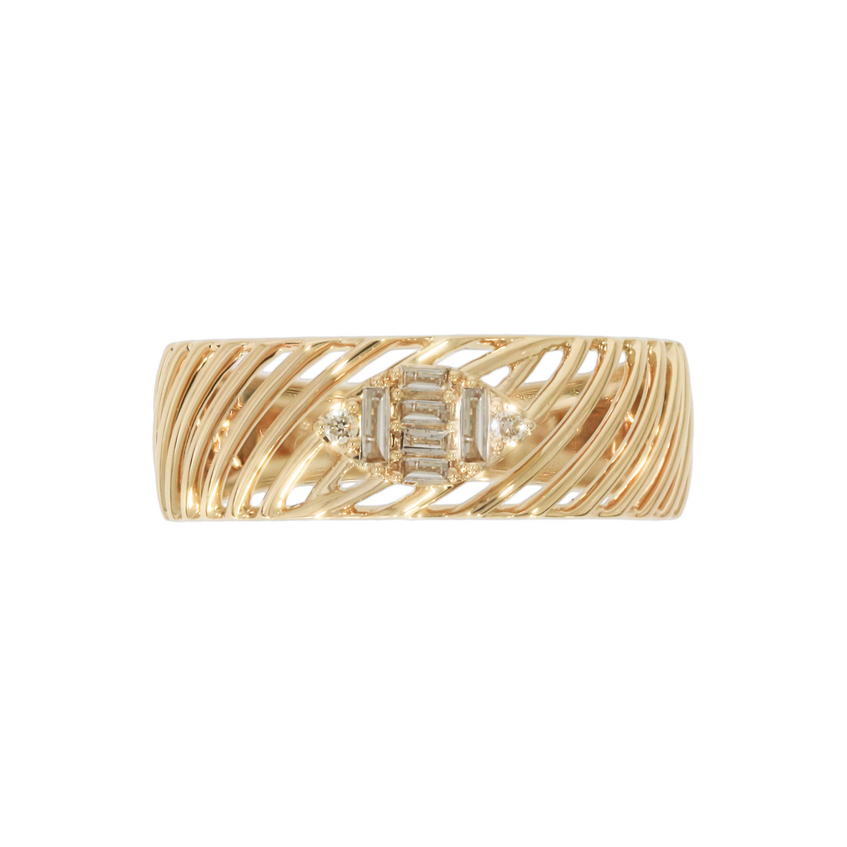 14K Solid Gold Diamond Band Ring.