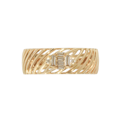 14K Solid Gold Diamond Band Ring.