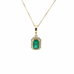 Load image into Gallery viewer, CMC00365EM6X4. 14K Solid Gold Rectangular-Shaped Emerald and Diamond Charm