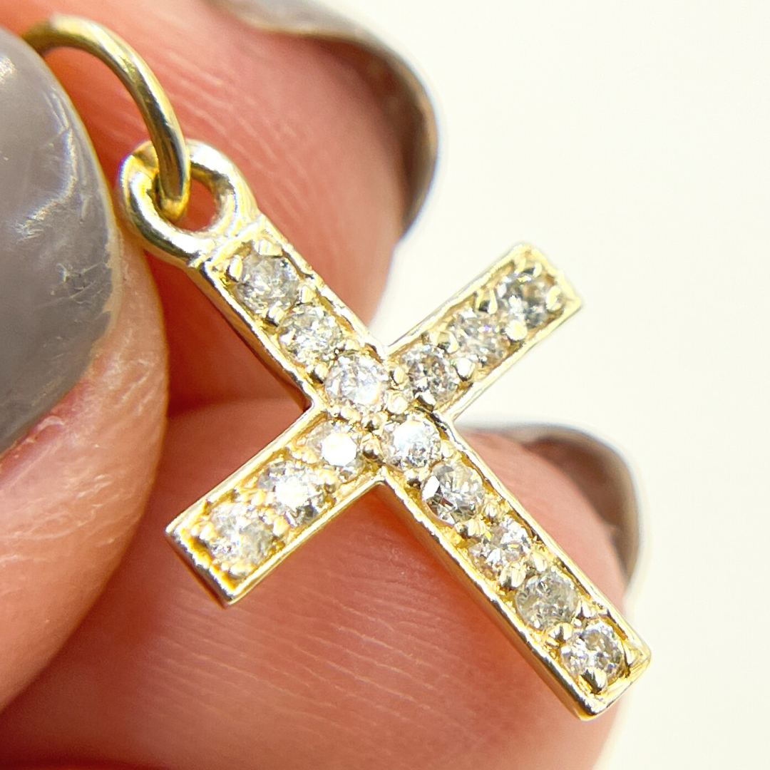 Shop Now Gold Cross Charm in Diamond, Ruby, Blue Sapphire and Emerald