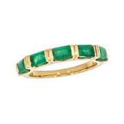 14K Solid Yellow Gold Emerald Baguette Ring