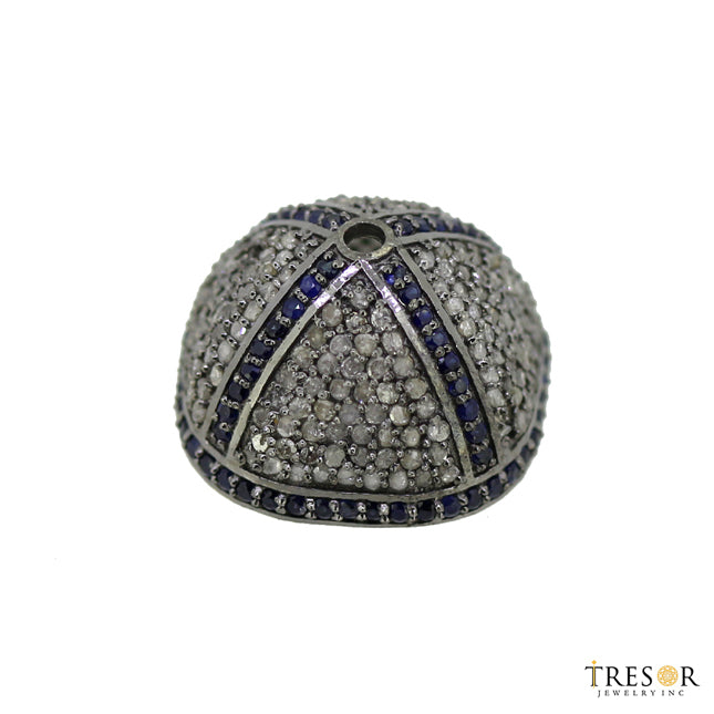 DC751. Diamond & Sterling Silver Bead Cap.