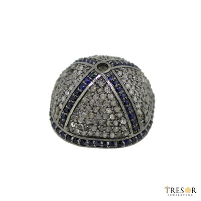 DC751. Diamond & Sterling Silver Bead Cap.