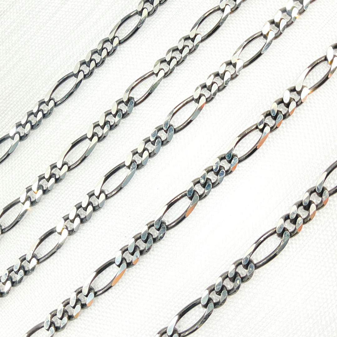 Z93SB. Black Rhodium & Sterling Silver Figaro Link Chain